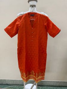 Elegant Orange Textured kurta