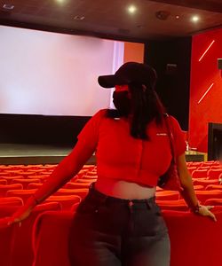 Red Cropped Button-Up Top