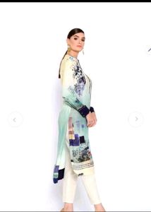 Biba Women Blue &amp; Cream Kurta