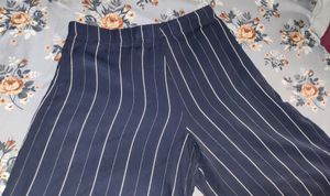 Striped Navy Blue Wide Leg Pants