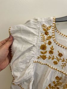 Embroidered Flutter Sleeve Top
