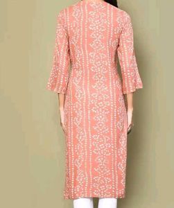Peach Bandhani Print Kurta
