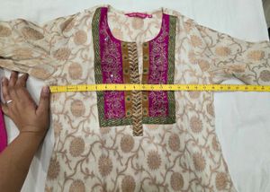 Beautiful Cream &amp; Pink Kurta Set