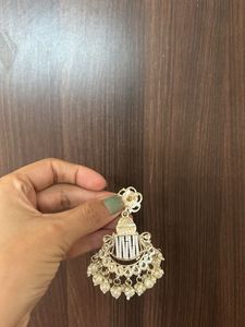Elegant Pearl &amp; Crystal Chandbali Earrings