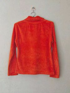 🆕 Orange Velour "Crazy" Rhinestone Top