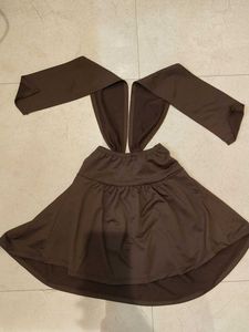 Brown Halter Neck Ruched Tank Top
