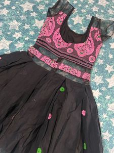 Stylish Pink &amp; Black Embroidered dress