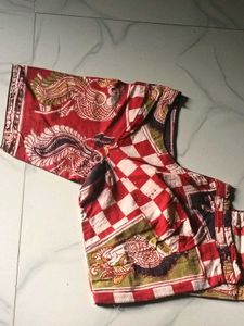 GentlyUsed Unique Red&amp;White Printed Blouse-36"Bust