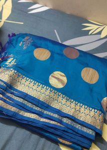 Blue Polka Dot Saree