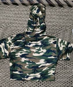 Camouflage Crop Hoodie Top