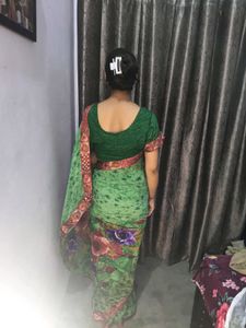 Beautiful Green Floral Print Saree