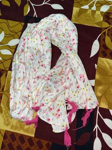 Floral Print Scarf with Tassels