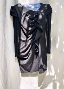 46910. Elegant Black Ruffle Dress
