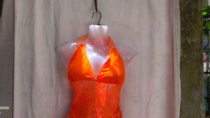 I. Orange Lace Tankini top