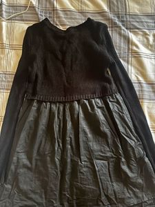 Black Knit &amp; Skirt Dress