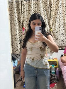 Y2K Embellished Sheer Butterfly Cami Top