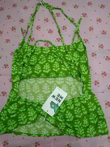 Bright Green Block Print Top