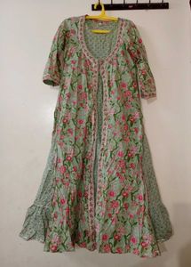 2 Way styling Print Kurta Set with coat &amp; duppata