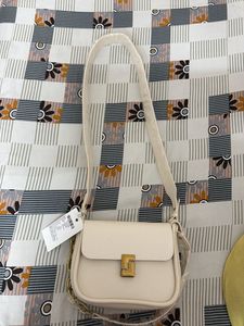 Cream Flap Crossbody Bag with Gold Chain
