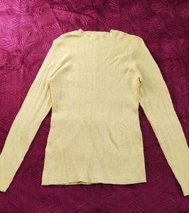 Light Yellow Ribbed Button frresize Sweater