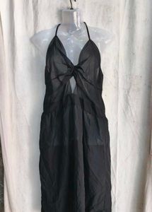 Sheer Black Halter Neck Dress