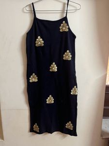 black Floral Midi Dress