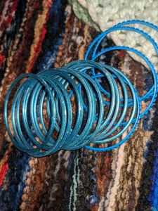 Set of Blue Metal/Plastic Bangles