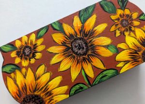 Hand-Painted Sunflower Wooden Box