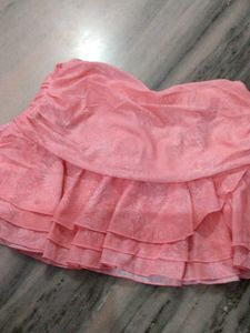 Cute Pink Ruffled Mini Skirt