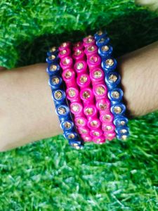 Sparkling Blue &amp; Pink Bangle Set