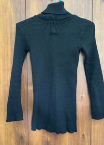 Black Ribbed Turtleneck Sweater