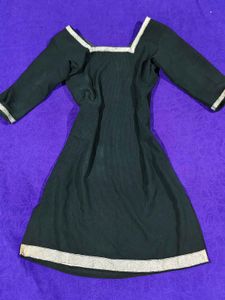 Elegant Black Kurta with Silver Border