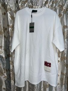 White "Nice" Textured Tunic Top