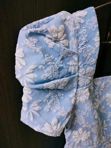 Baby Blue Floral Embroidered Dress
