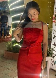 Elegant Red Halter Neck Dress