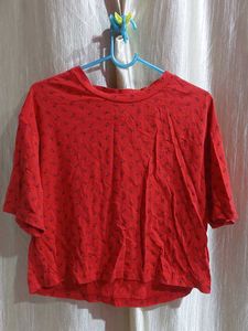 Red Printed Crop Top