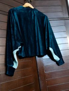 Ginger Green Velvet Regular Fit Sweatshirt