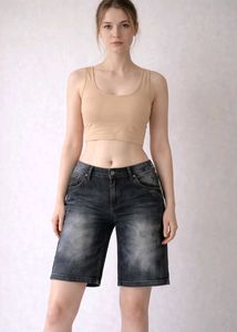 Stylish Washed Denim Shorts