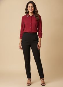 Dark Red party-wear shirt