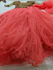Elegant Peach Ethnic Gown