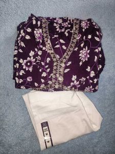 Purple Floral Kurta Set