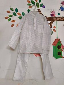 Boys' White Embroidered Kurta Set
