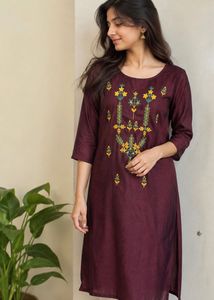 Embroidered Maroon Kurta