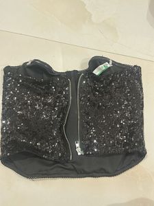 Sparkly Black Sequin Corset Top