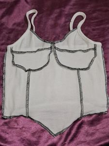 Y2k Ribbed White Inside Out Tank Top