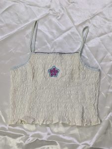 White Halter Top With Flower