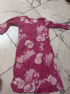 Vibrant Pink Floral Print Kurta