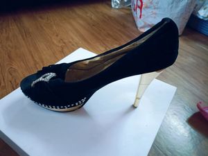 Black Velvet Rhinestone Heels