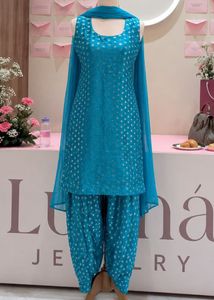 Teal Kurta Set with Sequins