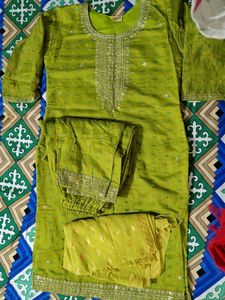 Green Embroidered Kurta Set